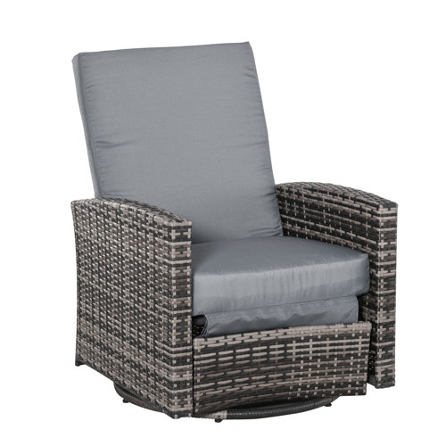 Lark Manor Harrill Swivel Recliner Patio Chair with Cushions Wayfair